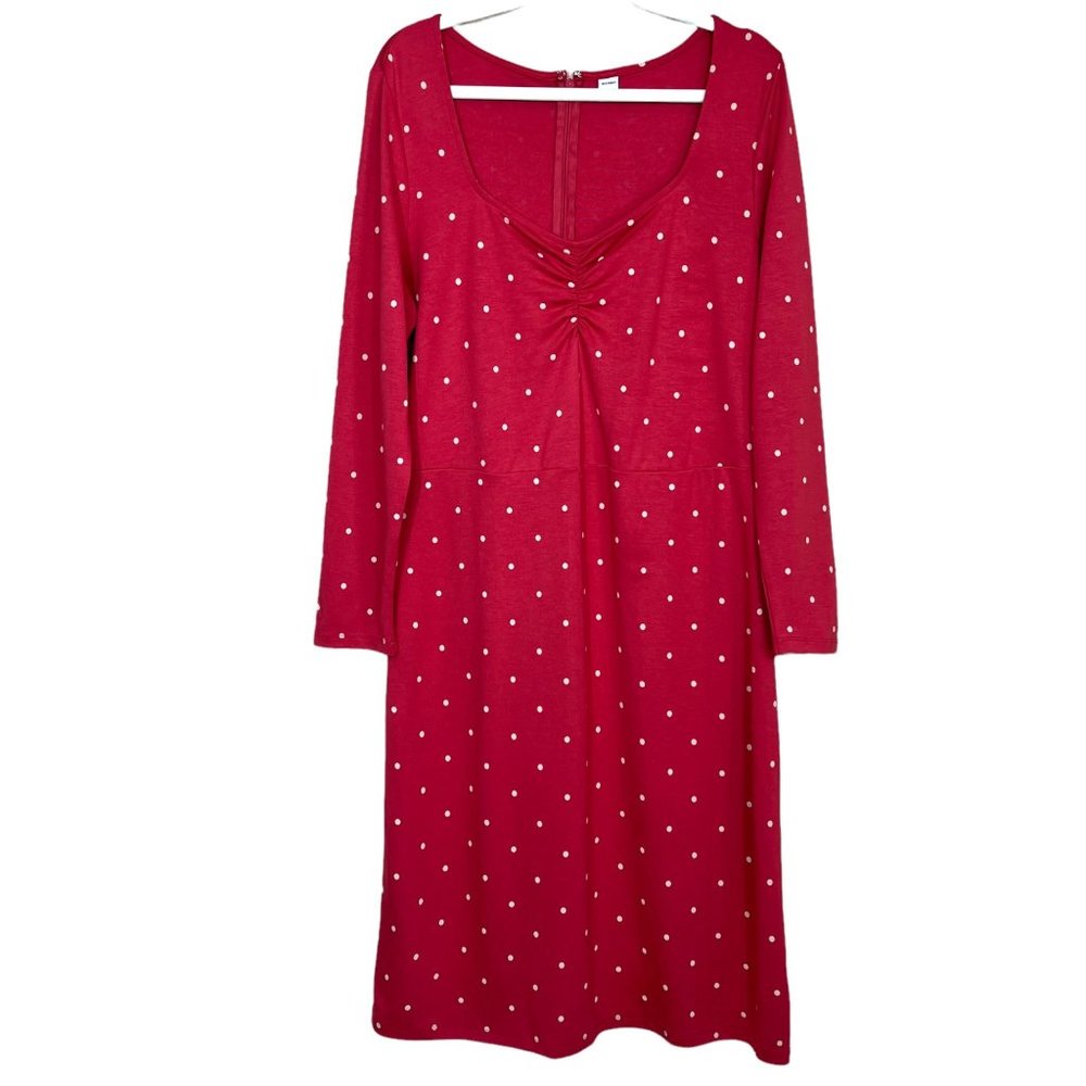 Old Navy Knit‎ Ruched Sweetheart Neckline A-Line Dress Red Dot Women’s Large